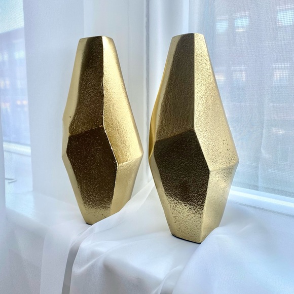 CB2 Other - CB2 Gold Von Geometric Mini Vases (Set of 2) 3"w x 2.25"d x 6.5"h